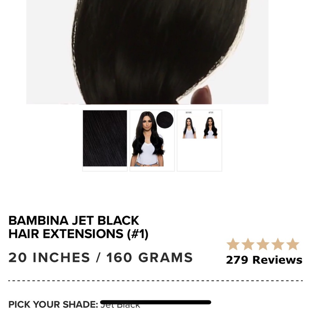 Bellami bambina 140g black hair extensions